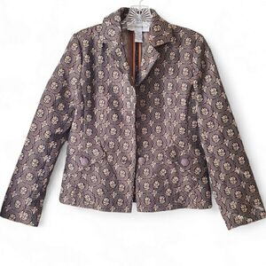 Vintage Sag Harbor Brown Floral Print Blazer